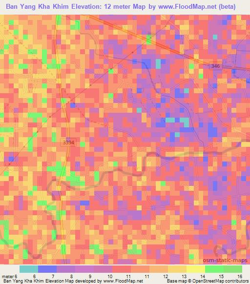 Ban Yang Kha Khim,Thailand Elevation Map