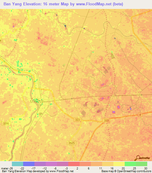 Ban Yang,Thailand Elevation Map