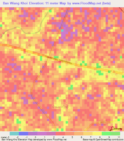 Ban Wiang Khoi,Thailand Elevation Map
