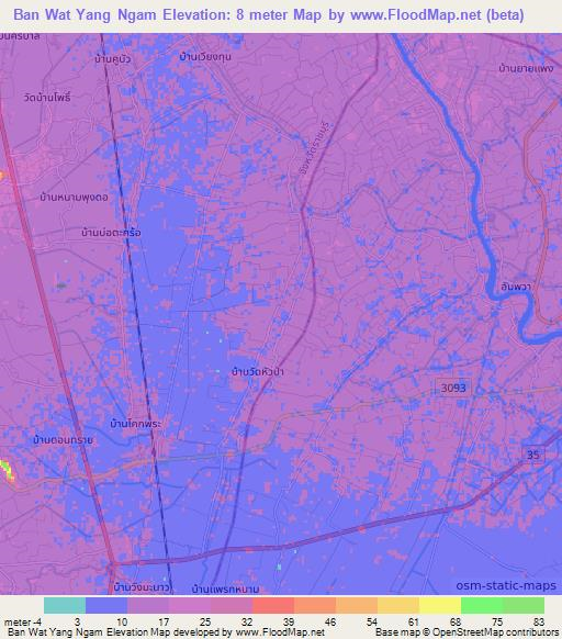 Ban Wat Yang Ngam,Thailand Elevation Map