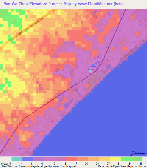 Ban Wa Thon,Thailand Elevation Map