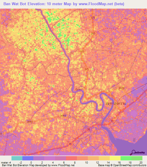 Ban Wat Bot,Thailand Elevation Map