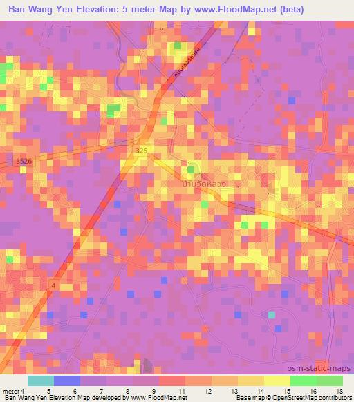 Ban Wang Yen,Thailand Elevation Map