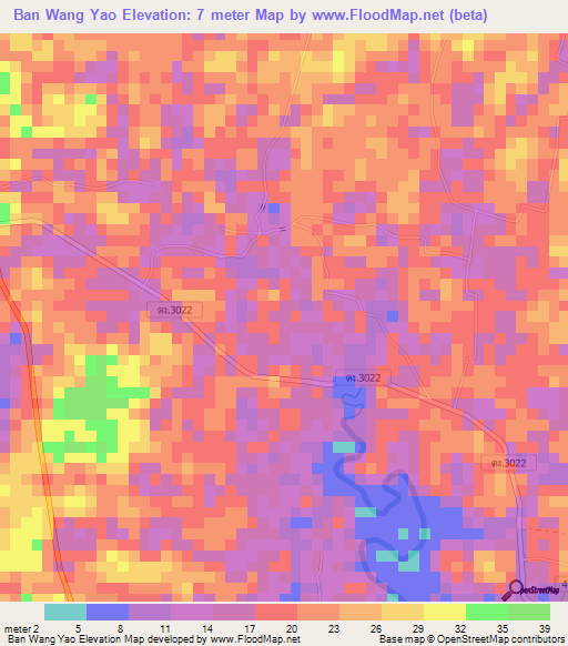 Ban Wang Yao,Thailand Elevation Map