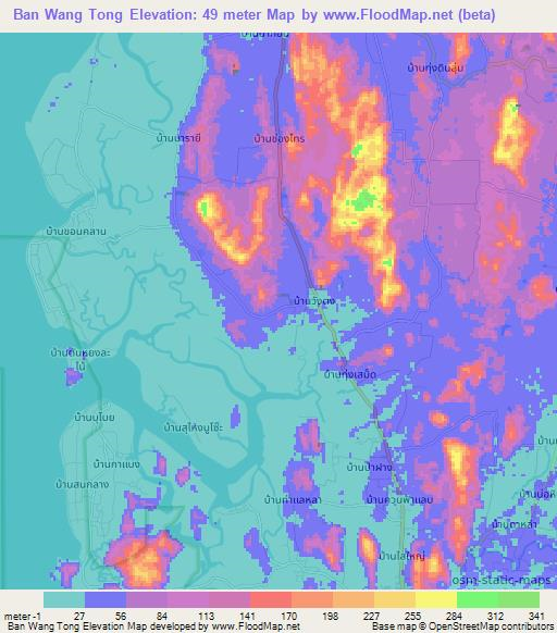 Ban Wang Tong,Thailand Elevation Map