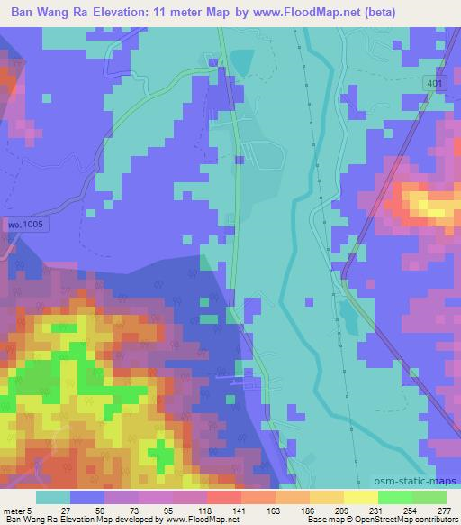 Ban Wang Ra,Thailand Elevation Map