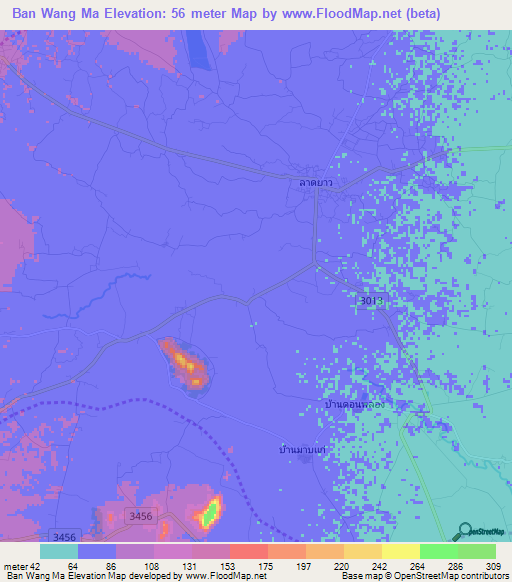 Ban Wang Ma,Thailand Elevation Map