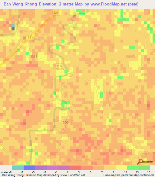 Ban Wang Khong,Thailand Elevation Map
