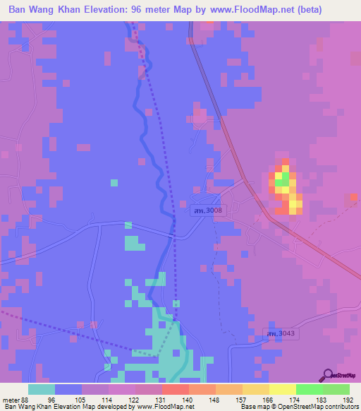 Ban Wang Khan,Thailand Elevation Map