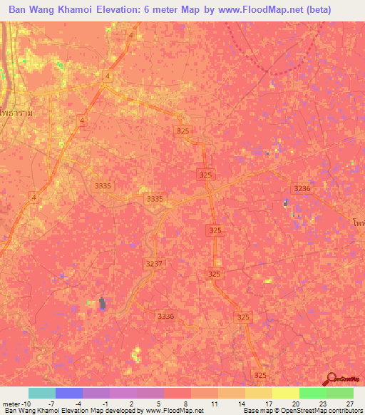 Ban Wang Khamoi,Thailand Elevation Map