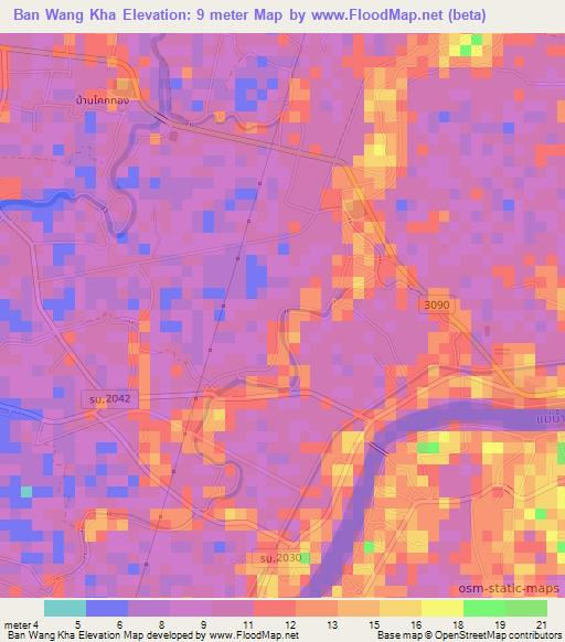 Ban Wang Kha,Thailand Elevation Map