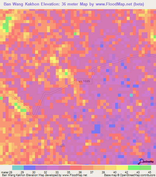Ban Wang Kakhon,Thailand Elevation Map