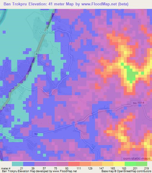 Ban Trokpru,Thailand Elevation Map
