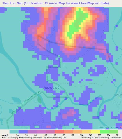 Ban Ton Nao (1),Thailand Elevation Map