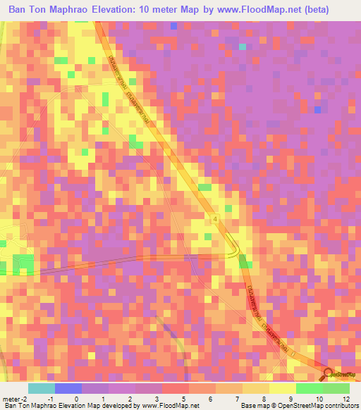 Ban Ton Maphrao,Thailand Elevation Map