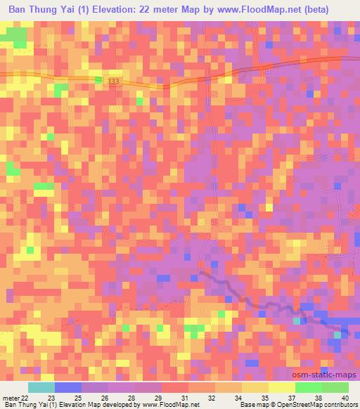 Ban Thung Yai (1),Thailand Elevation Map