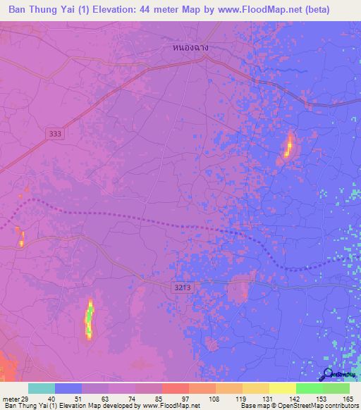 Ban Thung Yai (1),Thailand Elevation Map