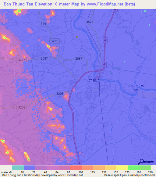 Ban Thung Tan,Thailand Elevation Map