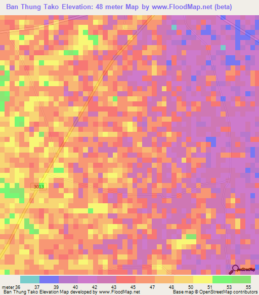 Ban Thung Tako,Thailand Elevation Map