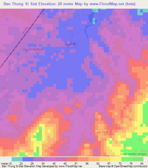 Ban Thung Si Siat,Thailand Elevation Map