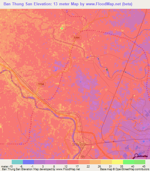 Ban Thung San,Thailand Elevation Map