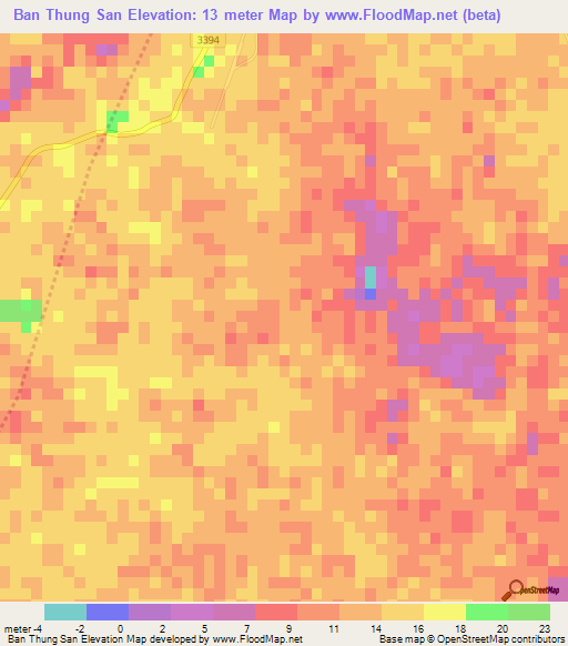 Ban Thung San,Thailand Elevation Map