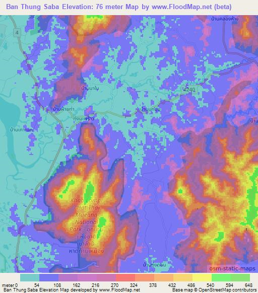 Ban Thung Saba,Thailand Elevation Map