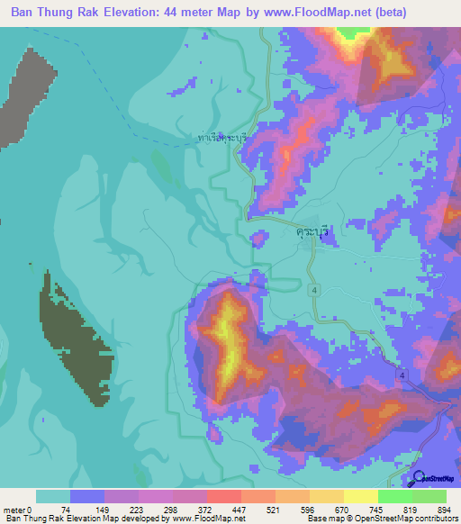 Ban Thung Rak,Thailand Elevation Map