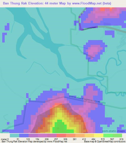 Ban Thung Rak,Thailand Elevation Map