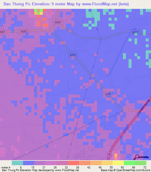 Ban Thung Po,Thailand Elevation Map