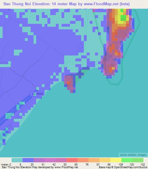 Ban Thung Noi,Thailand Elevation Map