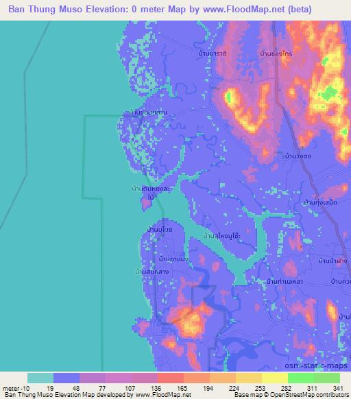 Ban Thung Muso,Thailand Elevation Map