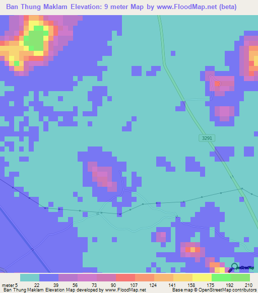 Ban Thung Maklam,Thailand Elevation Map
