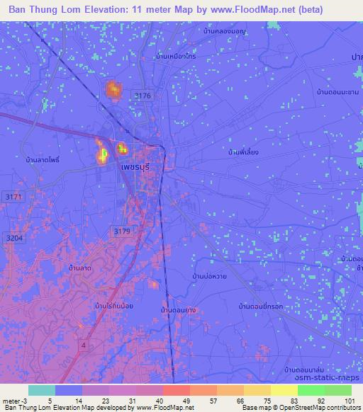 Ban Thung Lom,Thailand Elevation Map