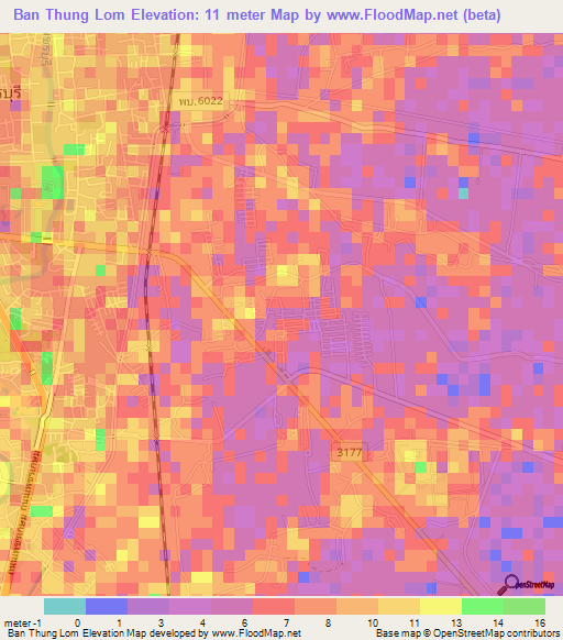 Ban Thung Lom,Thailand Elevation Map
