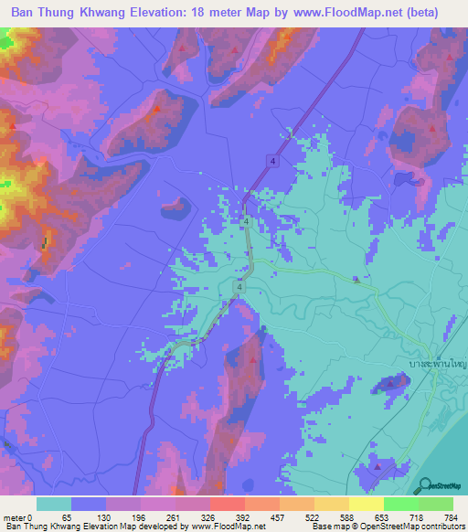 Ban Thung Khwang,Thailand Elevation Map