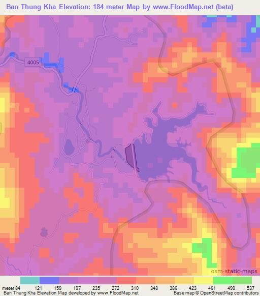 Ban Thung Kha,Thailand Elevation Map