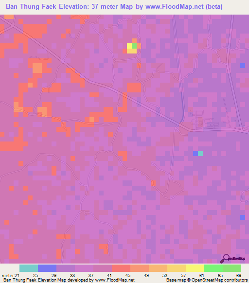 Ban Thung Faek,Thailand Elevation Map