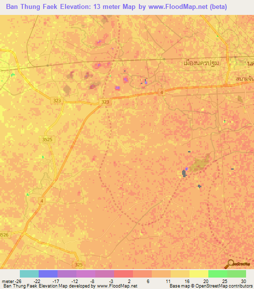 Ban Thung Faek,Thailand Elevation Map