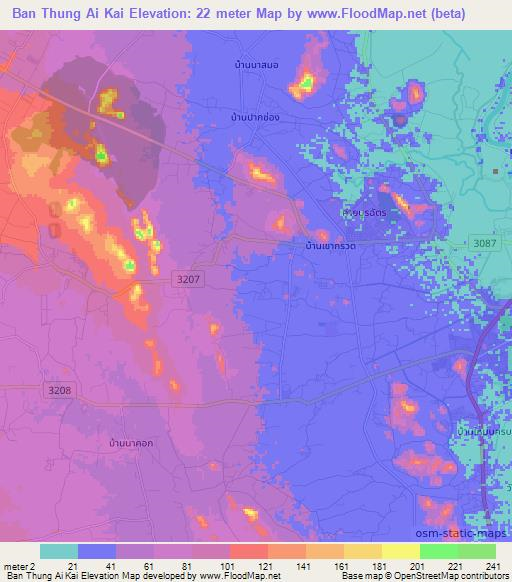 Ban Thung Ai Kai,Thailand Elevation Map