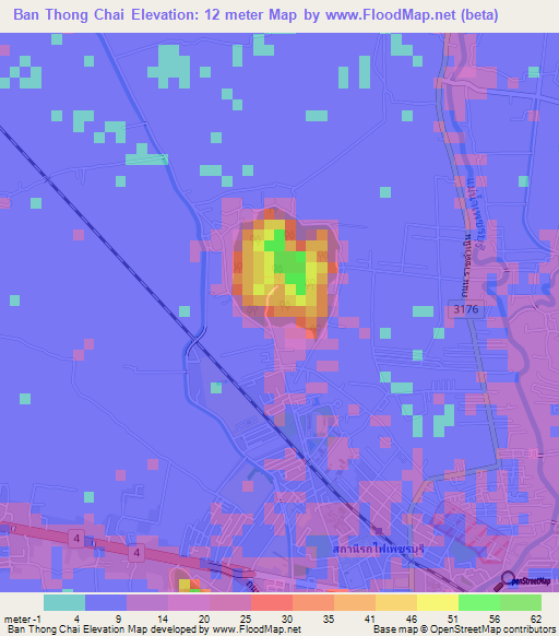 Ban Thong Chai,Thailand Elevation Map