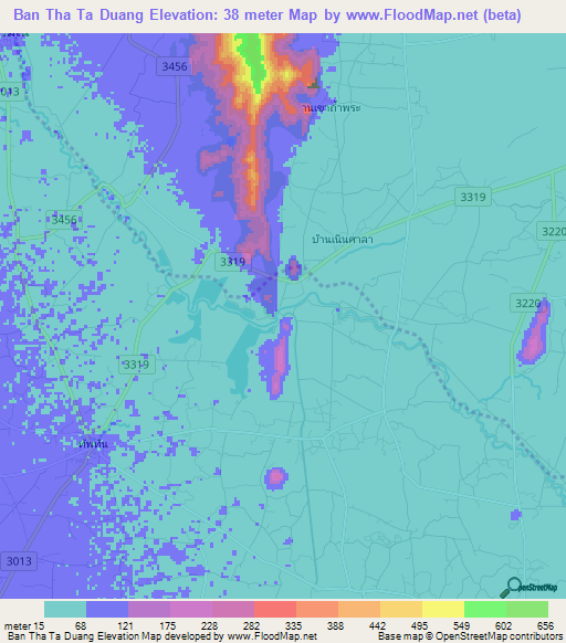 Ban Tha Ta Duang,Thailand Elevation Map