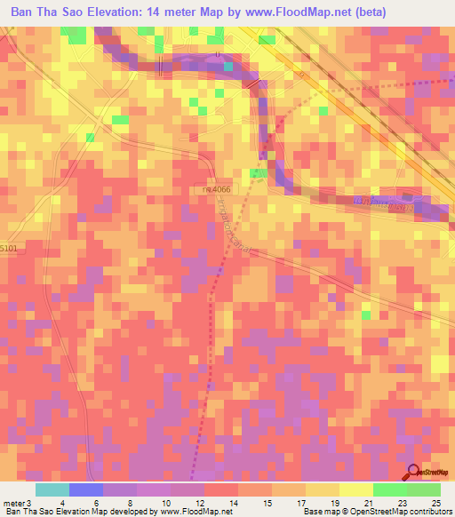 Ban Tha Sao,Thailand Elevation Map