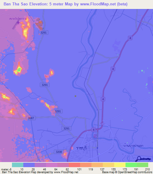 Ban Tha Sao,Thailand Elevation Map