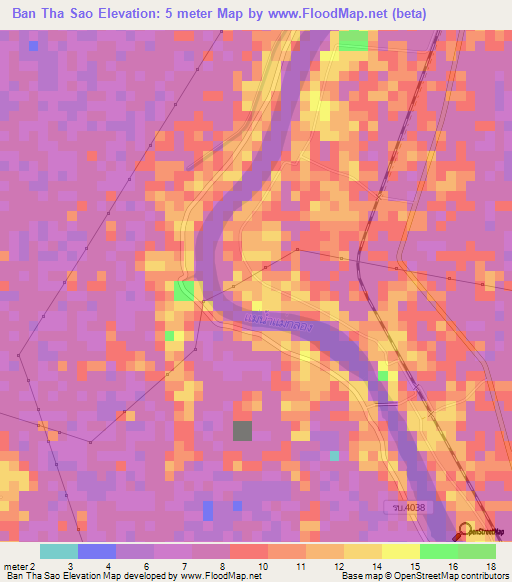 Ban Tha Sao,Thailand Elevation Map