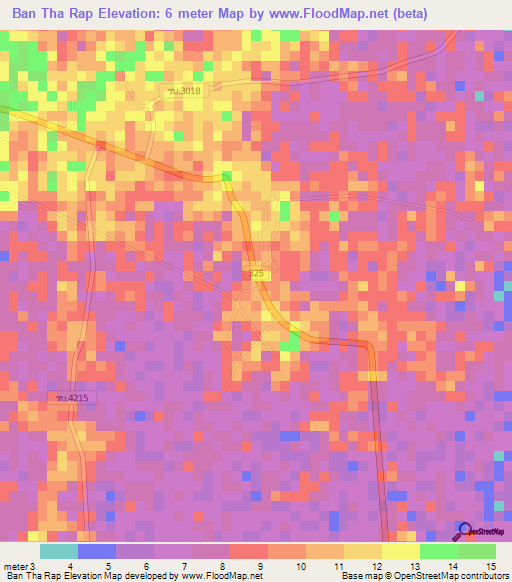 Ban Tha Rap,Thailand Elevation Map