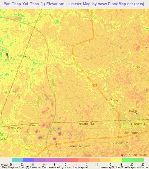 Ban Thap Yai Thao (1),Thailand Elevation Map