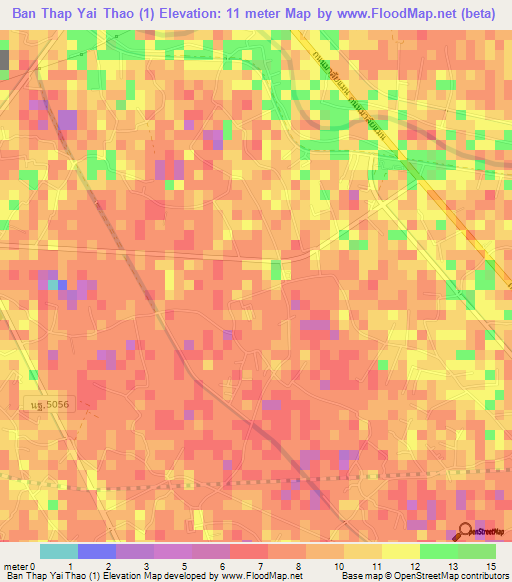 Ban Thap Yai Thao (1),Thailand Elevation Map