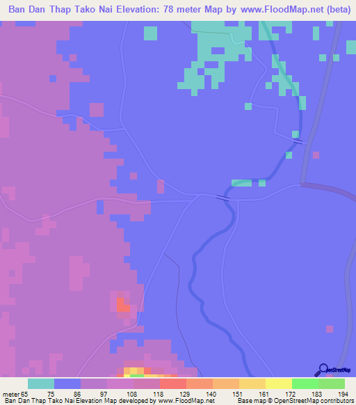 Ban Dan Thap Tako Nai,Thailand Elevation Map