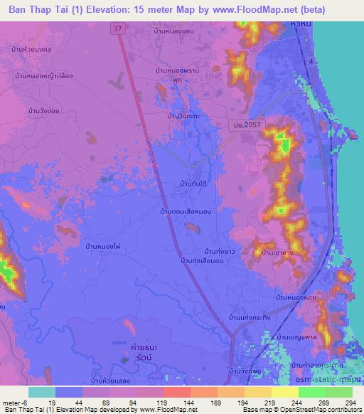 Ban Thap Tai (1),Thailand Elevation Map